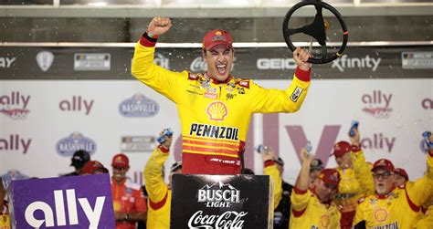 Joey Logano goes five OTs at Nashville for first '24 win .